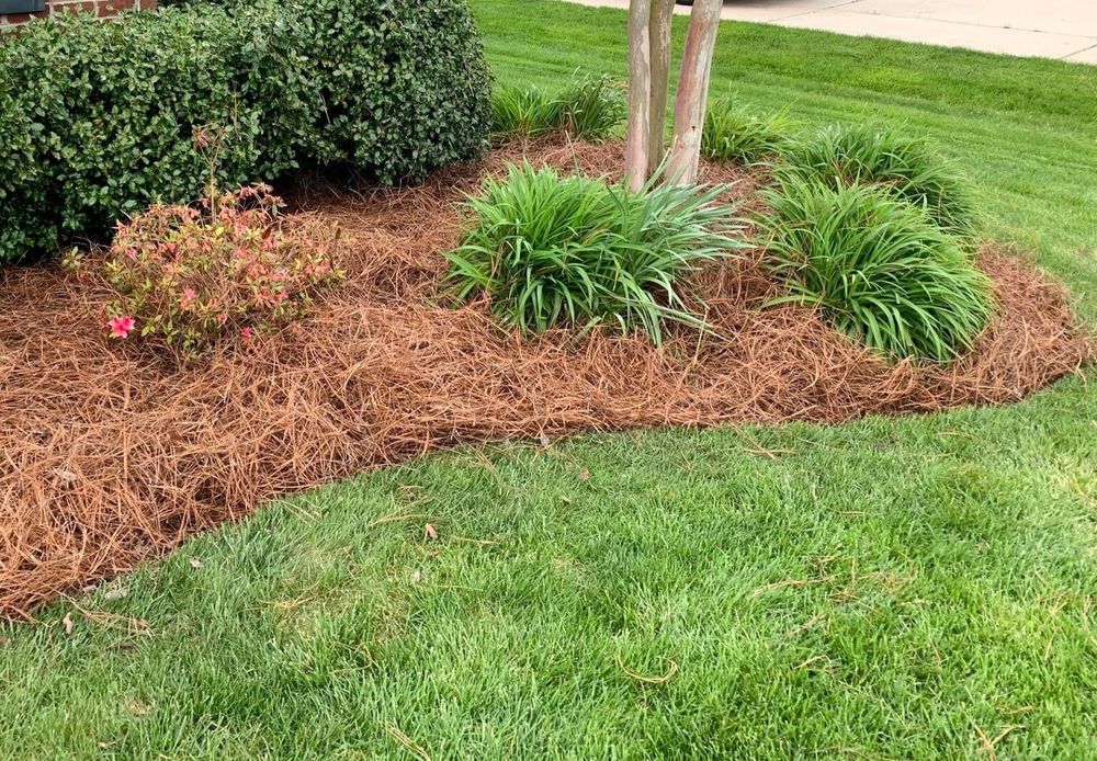 Enhance your garden's health with our straw mulch service, promoting moisture retention, suppressing weed growth, and improving soil quality while adding a natural aesthetic to your landscaping. Perfect for environmentally-conscious homeowners! for Holloway Yard in Greensboro, NC