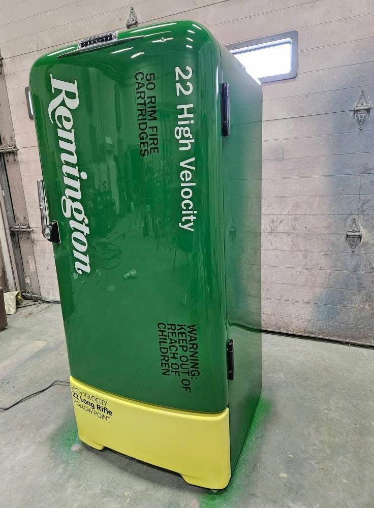 Take a 40s/50s/60s era refrigerator and convert it into a themed appliance guaranteed to turn heads. for Wessels Custom Paint & Restoration in Bad Axe, MI