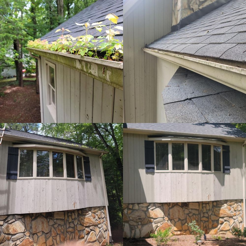 Clogged gutters can lead to many problems if neglected. Moisture can build up behind the flashing and start to rot the wood. for Piedmont Lawn and Landscaping in Lexington, NC