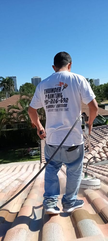 Our Pressure Washing service efficiently cleans stubborn dirt, grime, and mildew from various surfaces around your home, leaving them looking fresh and revitalized before we start the painting process. for Thunder Painting in Fort Lauderdale, FL