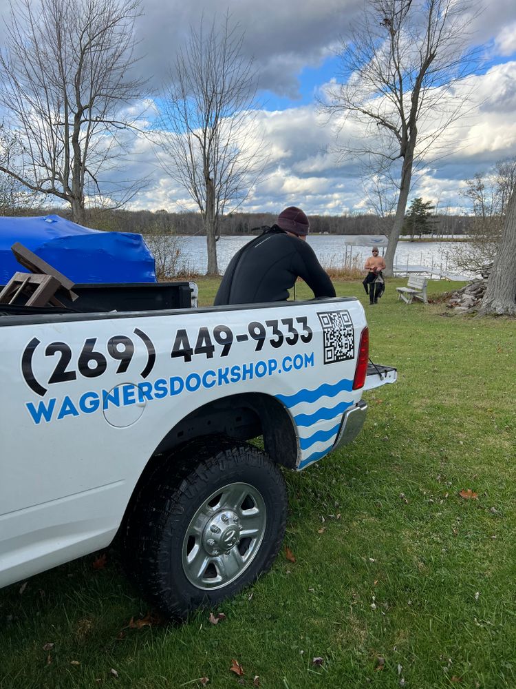 Boat lift Installation for Wagner's Lift and Dock Shop LLC in Watervliet, MI