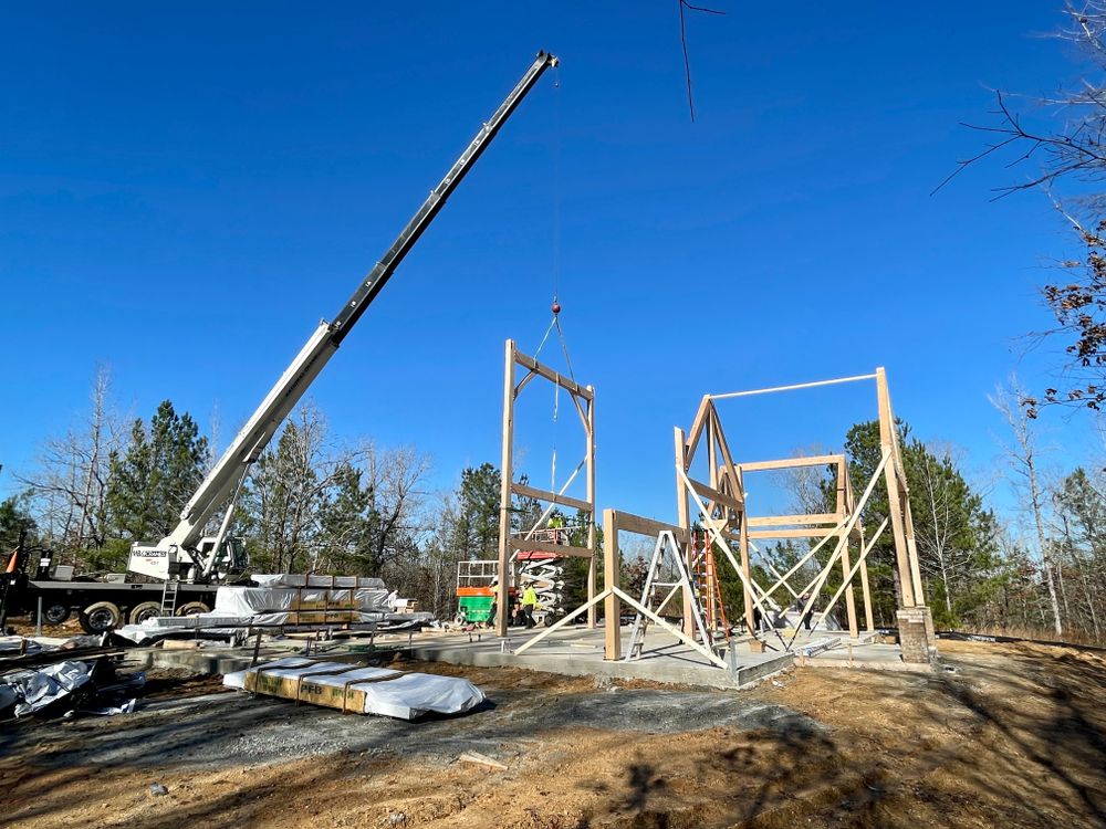 Mountain Style Timber Frame for Emfinger Custom Builders LLC in Pine Mountain, GA
