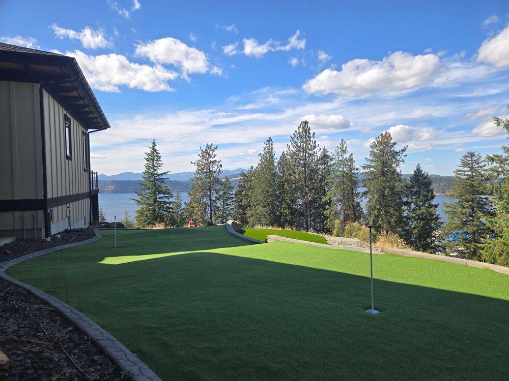 Enhance your outdoor space with our expert astro turf and putting green installation. Enjoy a low-maintenance, lush green lawn and personalized golfing experience right in your backyard. Perfect for relaxation or practice! for Ida-Home Hardscapes in Coeur d'Alene, ID