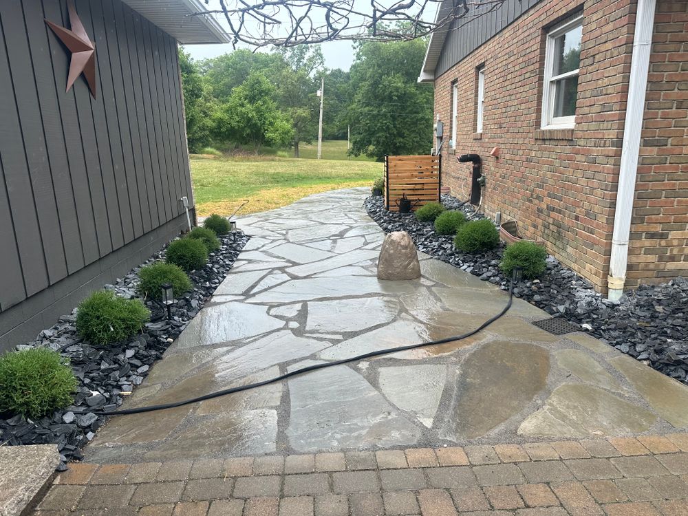 Flagstone Installation for Higgins landscaping LLC in West Jefferson, OH