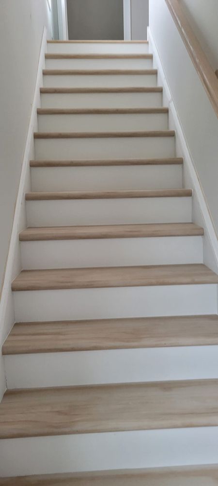 Renew an existing staircase with one of stair renewal systems. Most manufactures have systems to match their vinyl plank floors. for CB Flooring in Cape May County,  NJ