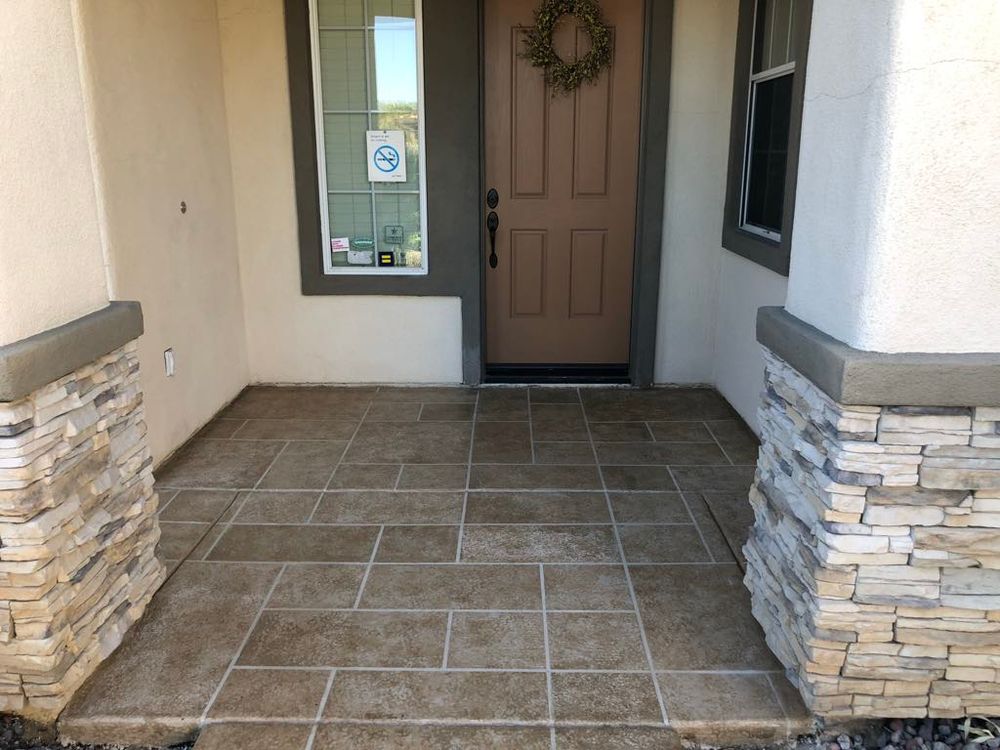 Five stone pattern concrete overlay  for Surface FX in La Quinta, CA