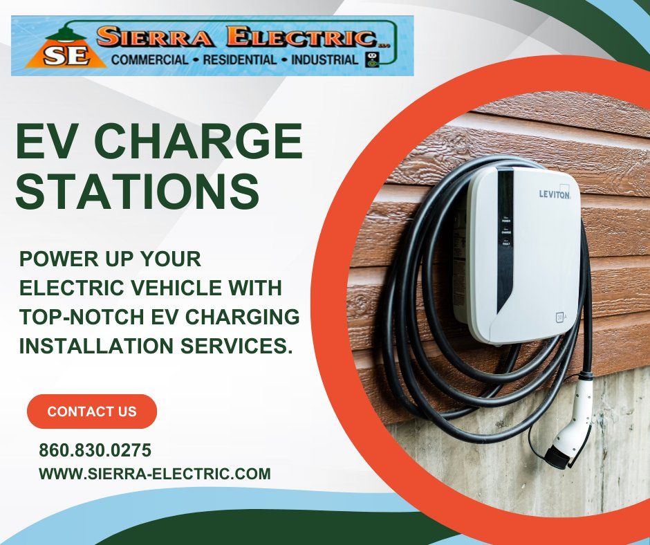 Our Electrician company offers professional EV Charging Station Installs, ensuring seamless integration with your home’s electrical system, alongside expert lighting installation and repairs for enhanced convenience and safety. for Sierra Electric in Somers, CT