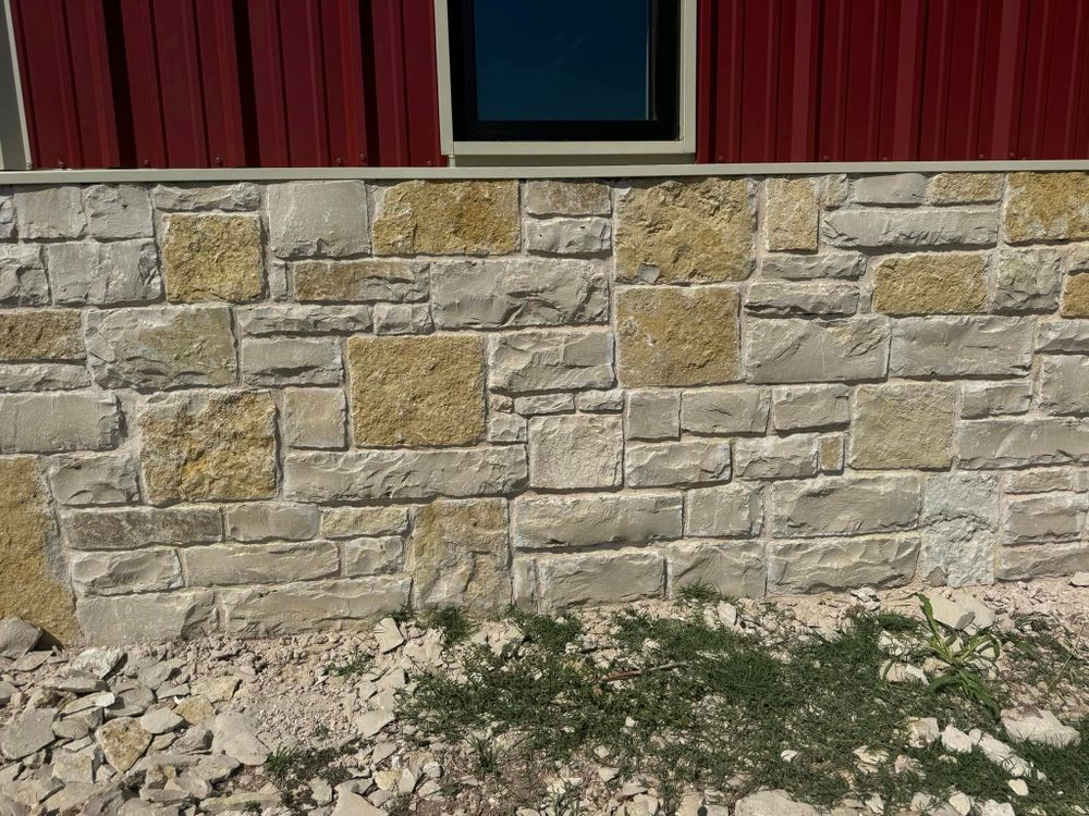 Our Plum Chopped Stone is a natural split chopped stone, cut in 4-10" cuts at full depth of 3-5" for Granbury Stone Industries in Granbury, TX
