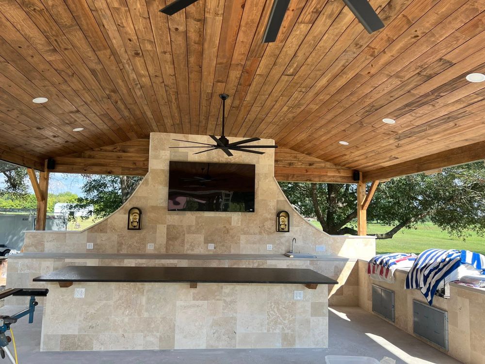 Enhance your backyard with our outdoor kitchen construction service. We specialize in professional kitchen renovation, creating functional and beautiful spaces perfect for entertaining and enjoying outdoor cooking experiences at home. for NTX Reno’s in Whitewright, TX