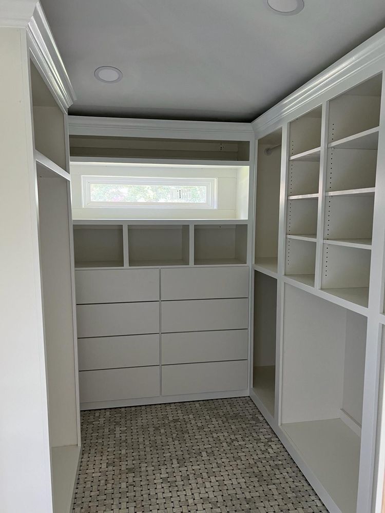 Our Custom Closets service offers personalized storage solutions, maximizing space and organization in your home. Let us create a customized closet design that meets your needs and complements your style. for Nova BuildCon LLC in Lilburn, GA