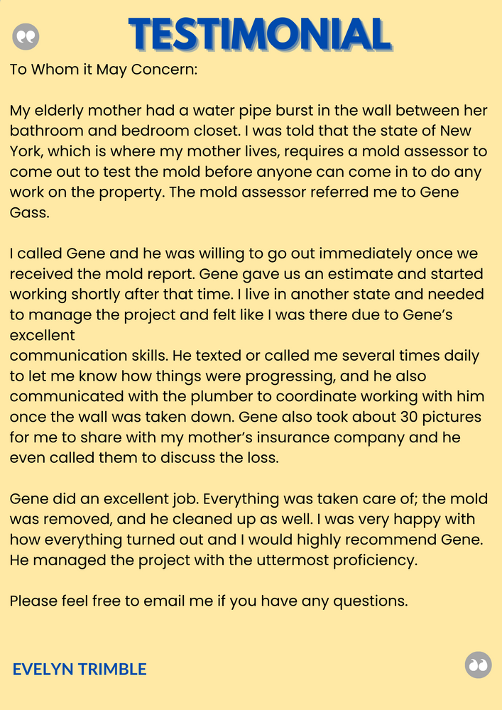 Customer Testimonials for EFG Cleaning and Restoration in Poughkeepsie, NY