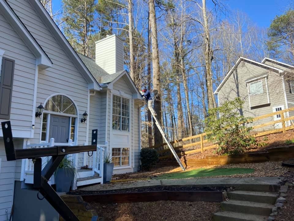 Our gutter cleaning service uses a high powered water jet to clean your gutters and downspouts, removing all the build-up of leaves, twigs, and other debris. This will help keep your gutters flowing freely and reduce the risk of clogs and water damage. for H2Whoa Pressure Washing, Gutter Cleaning, Window Cleaning in Cumming, GA