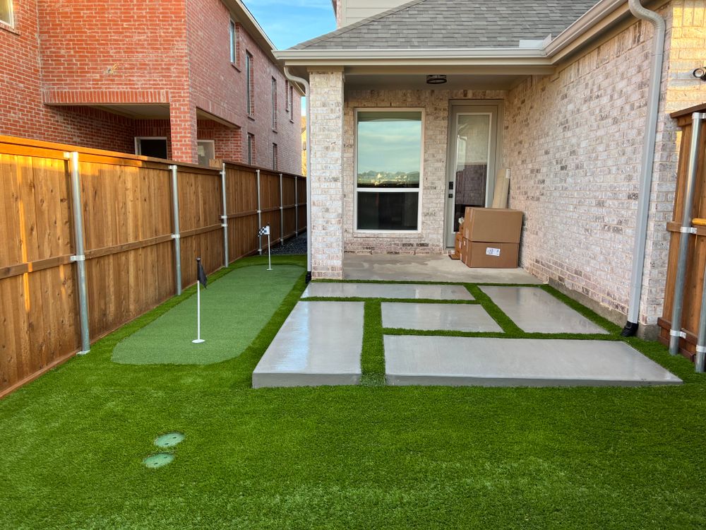 Transform your outdoor space with our Artificial Turf service. Say goodbye to mowing, watering, and fertilizing - enjoy a lush green lawn year-round without the maintenance hassle. for New Gen Concrete in Keller, TX