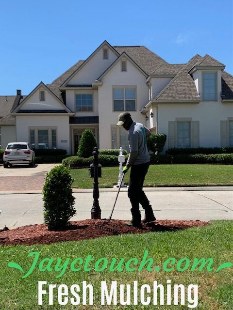 Our Mulch Installation service provides a layer of organic material over the soil to help retain moisture, suppress weeds, and improve the appearance of your landscape. We can install mulch in any color you choose to enhance your home's curb appeal. for Jay C’s Touch Landscaping & Pressure Washing Services LLC in Marrero, LA