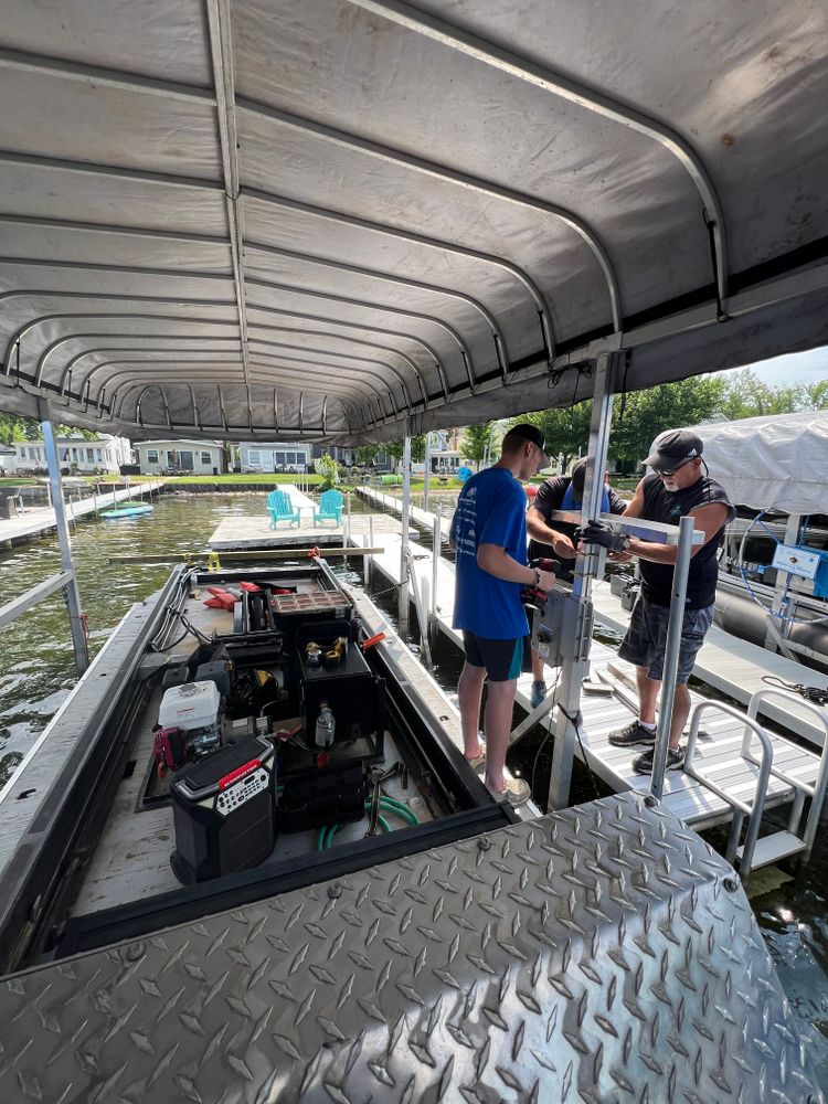 Boat lift Installation for Wagner's Lift and Dock Shop LLC in Watervliet, MI