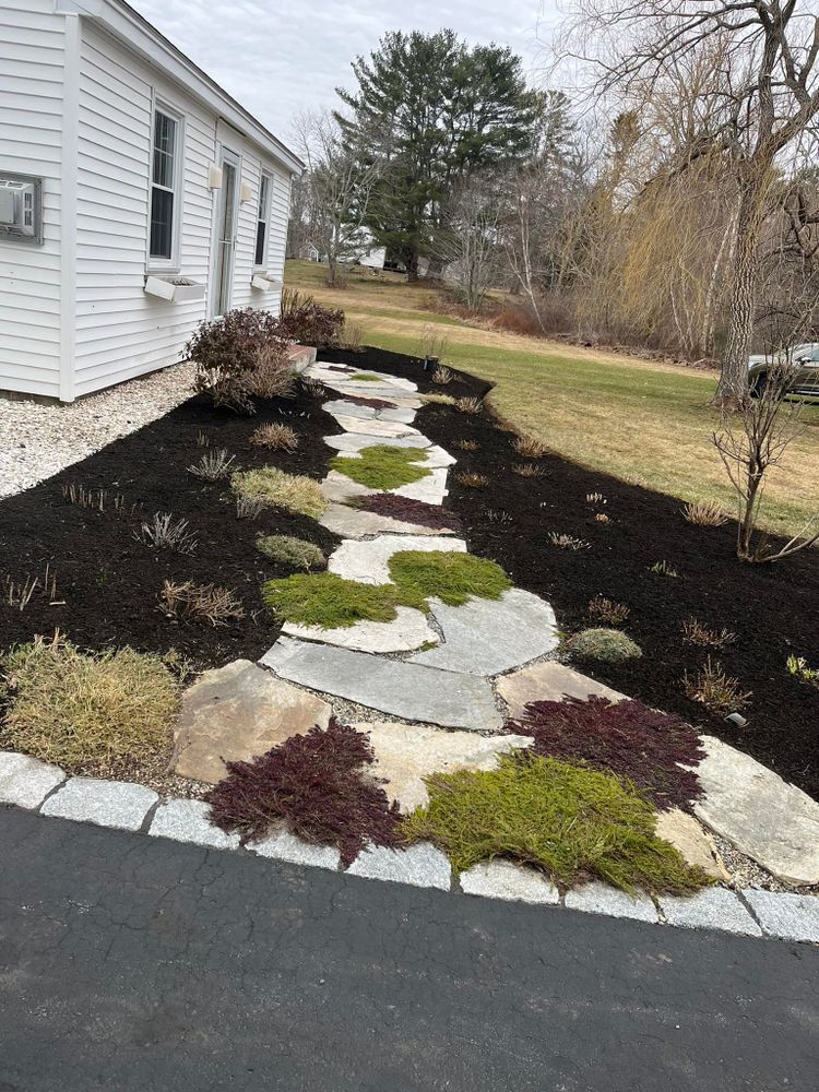 Landscape Installation for Organic Innovations Stonework and Design in Brunswick, ME