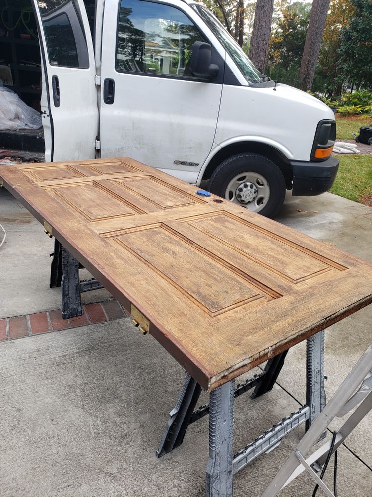 Front doors re-stain  for Bocanegra Painting LLC  in Savannah, GA