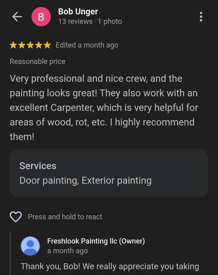 All Photos for Freshlook Painting LLC in Springfield, PA