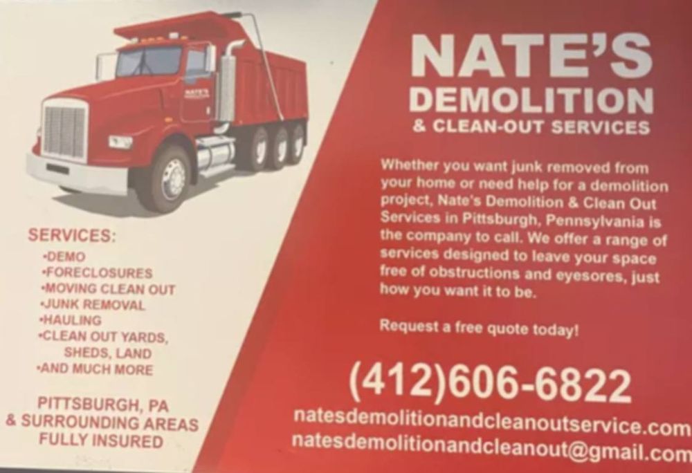 Our Tree Trimming & Removal service offers professional guidance and efficient solutions for maintaining your property's trees, ensuring safety, aesthetics, and overall property value enhancement while minimizing potential hazards. for Nates Demolition and Clean-Out Services LLC in Pittsburgh, PA