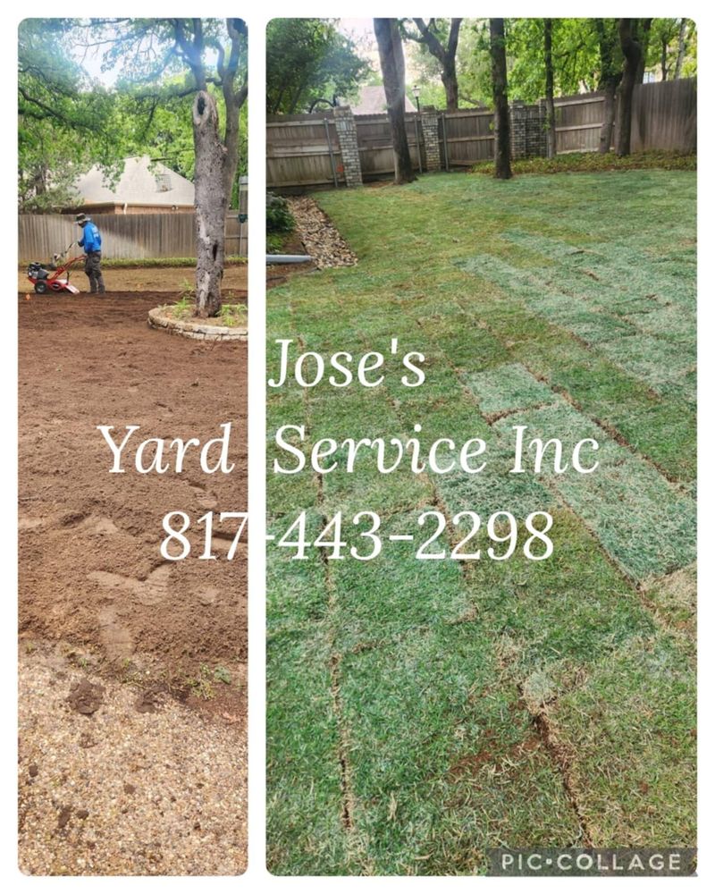 Enhance your home’s landscape with our professional sod install service, ensuring lush, green lawns. Explore our "Christmas lights installation near me" to add festive charm and illuminate your outdoor spaces beautifully. for Jose's Yardservice in Keller, TX
