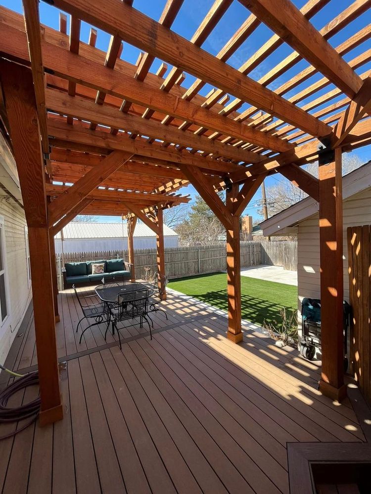 Enhance your outdoor oasis with our custom Patios and Pergolas. Our designs provide shade, style, and functionality, seamlessly integrating with your pool area for the ultimate relaxation experience at home. for Cole Landscaping & Pools, LLC in Amarillo, TX