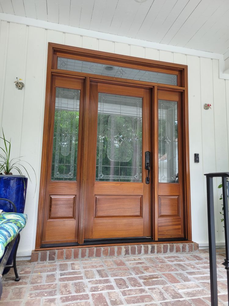 Front doors re-stain  for Bocanegra Painting  in Savannah, GA