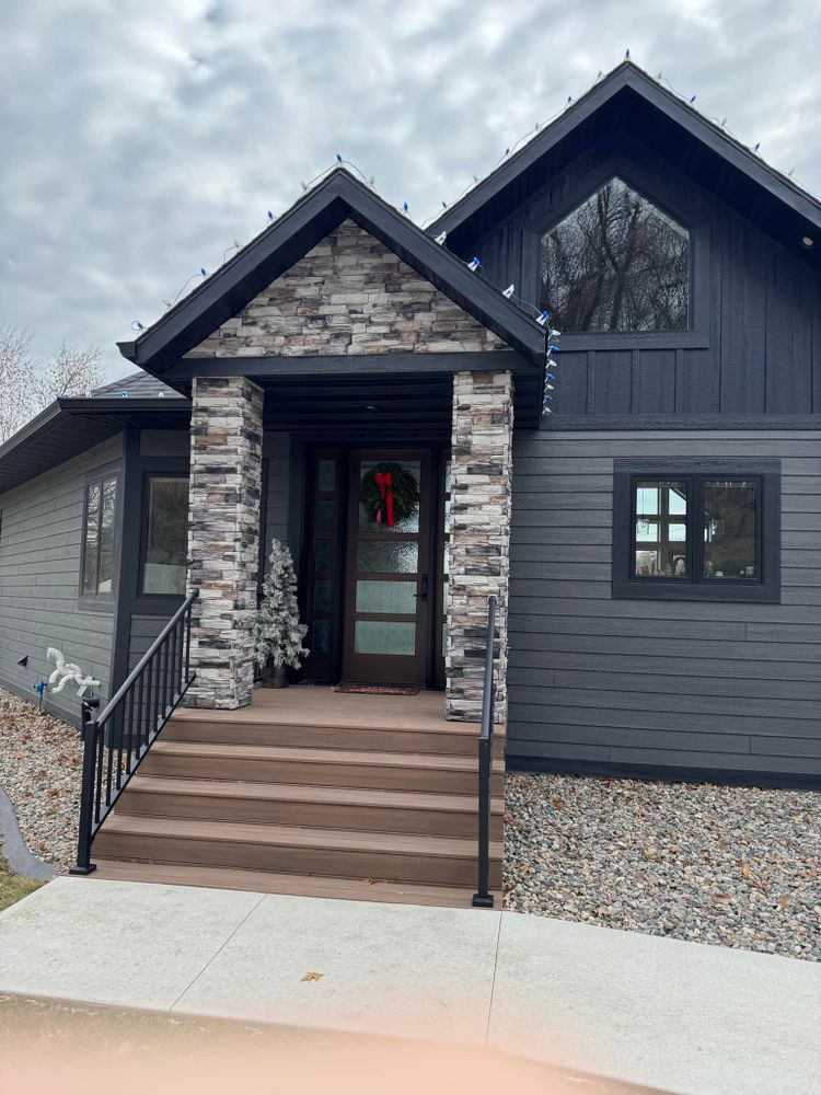 Enhance your home's curb appeal with our expert home exterior stonework. Our high-quality stone veneers offer durability and elegance, transforming your property's appearance while providing a timeless and sophisticated finish. for Elite Fire & Stoneworks in Hawley, MN
