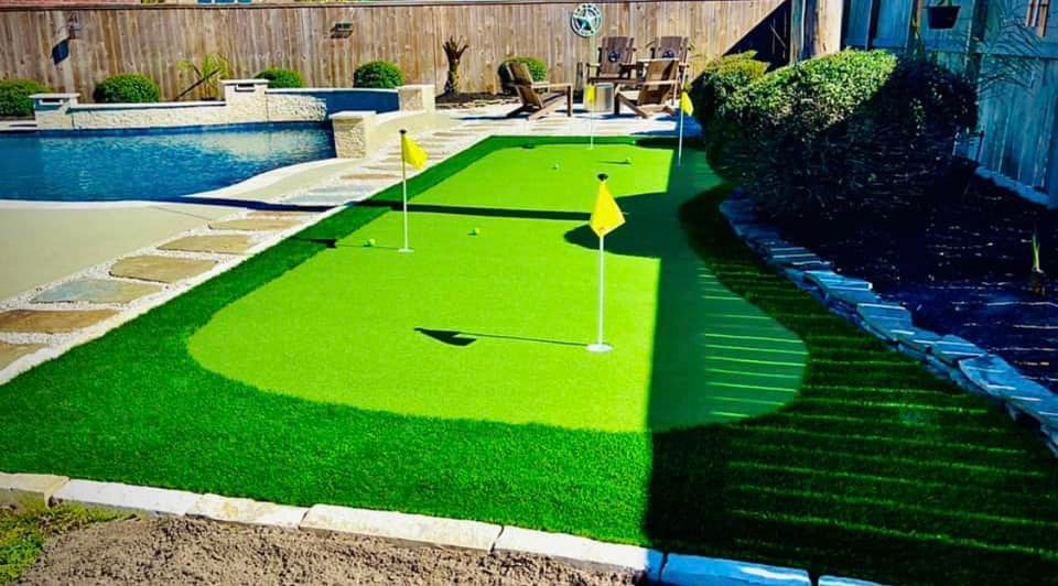 Enhance your outdoor space with our Turf & Putting Greens service, offering low-maintenance, durable synthetic grass perfect for lively lawns and personal putting experiences right in your backyard. Ideal for aesthetic and play. for Full Armor Landscapes in League City, TX