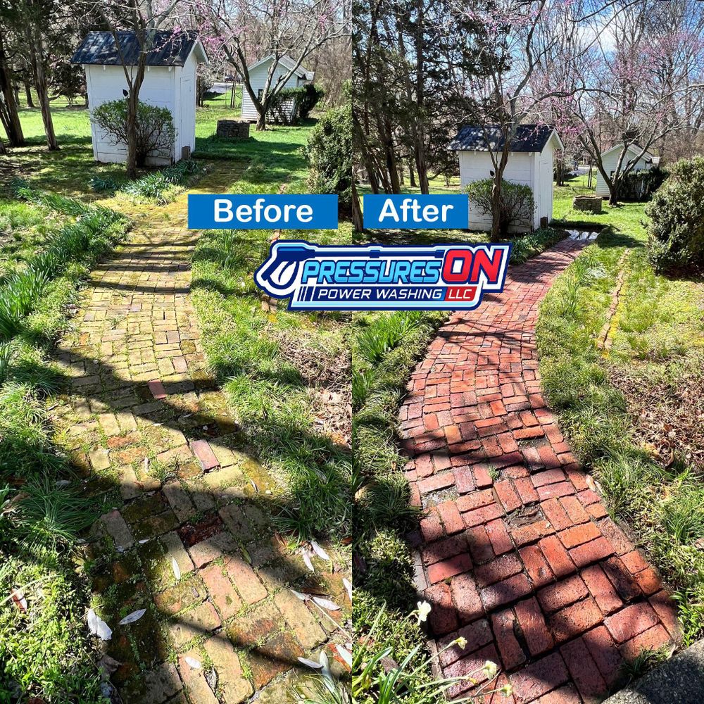 Our professional hardscape cleaning service uses high-pressure washing techniques to thoroughly clean and restore your outdoor surfaces, including driveways, patios, and walkways, enhancing the overall appearance of your home. for Pressures On LLC  in Bowling Green,  KY