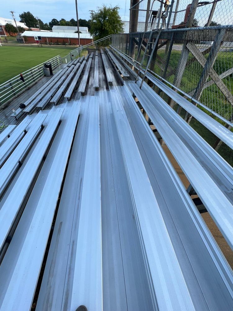 Bleacher Restoration/Cleaning for FunderFlow Commercial and Residential Pressure Washing Inc in Tupelo, MS