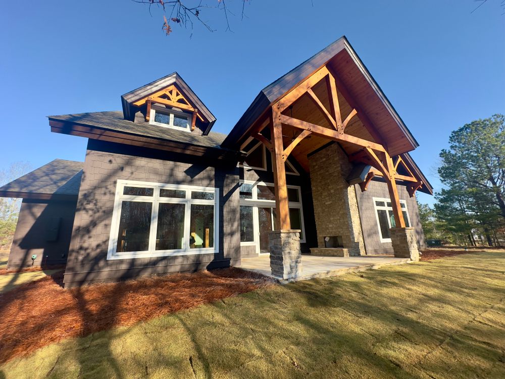 Mountain Style Timber Frame for Emfinger Custom Builders LLC in Pine Mountain, GA