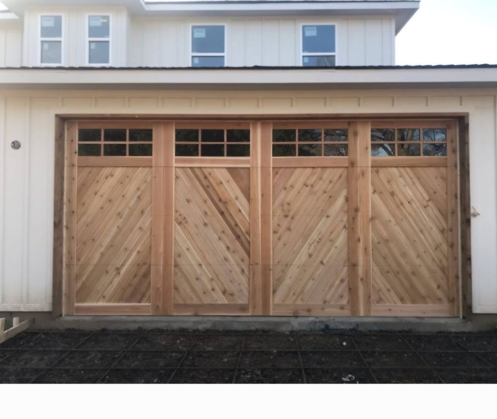 Elevate your curb appeal with our Customizable Cedar Garage Doors service. Add character to your home with top-quality materials, expertly crafted for long-lasting beauty and function. Trust us for all your "garage door repair" needs. for Jerry's garage doors in Dallas, TX