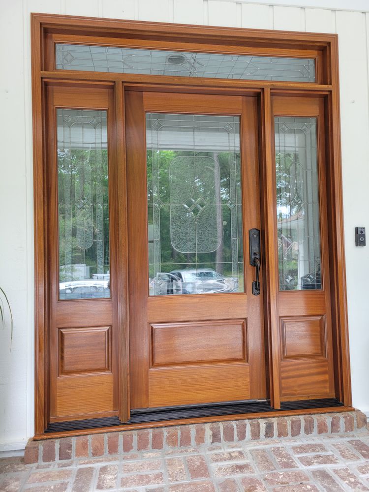 Front doors re-stain  for Bocanegra Painting  in Savannah, GA