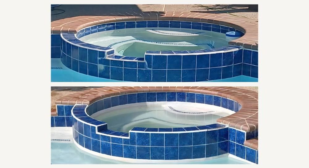 Enhance your pool's beauty with our expert tile cleaning service, removing grime and buildup to restore shine and prolong the life of your tiles for an immaculate swimming experience. for Fox Ridge Pools in Garland, TX