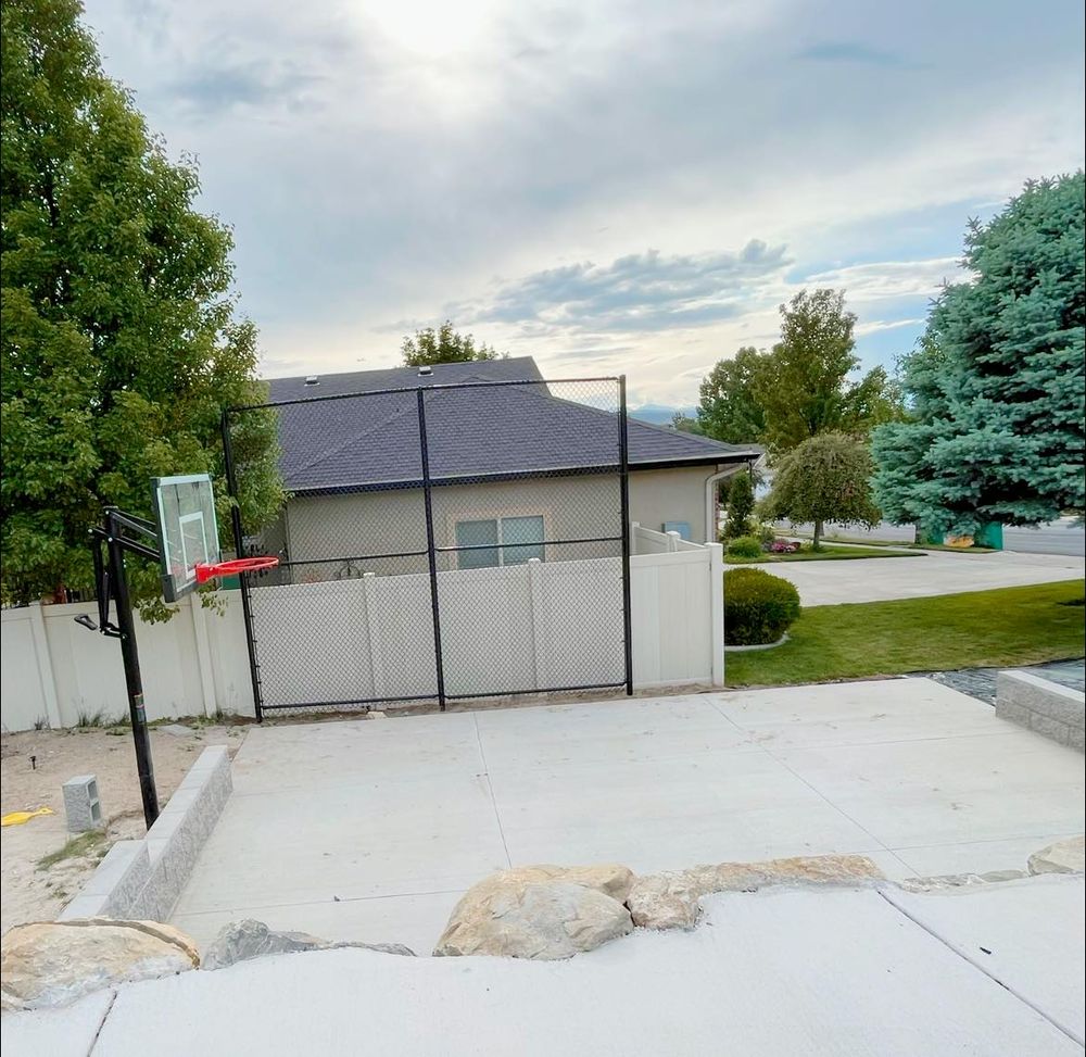 Transform your backyard into a personal sports paradise with our expertly installed Sport Courts. Enjoy durable, customizable concrete surfaces perfect for basketball, tennis, or multi-sport activities right at home. for NMT Concrete & Landscaping LLC in West Bountiful, UT