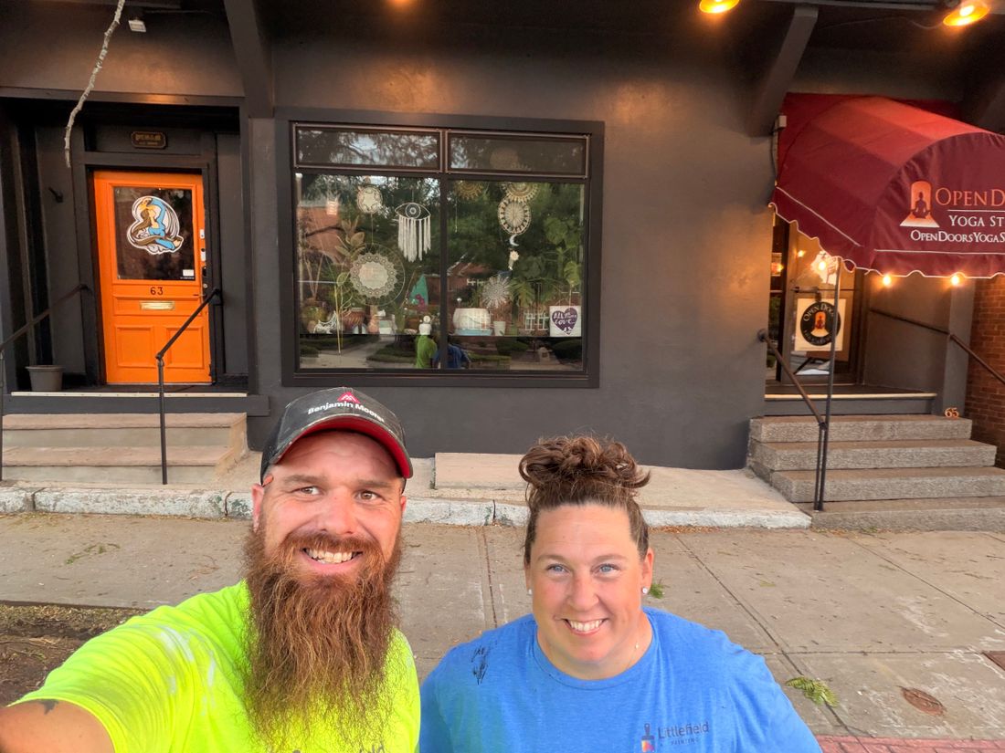 Shelly Littlefield and Byron on a storefront job