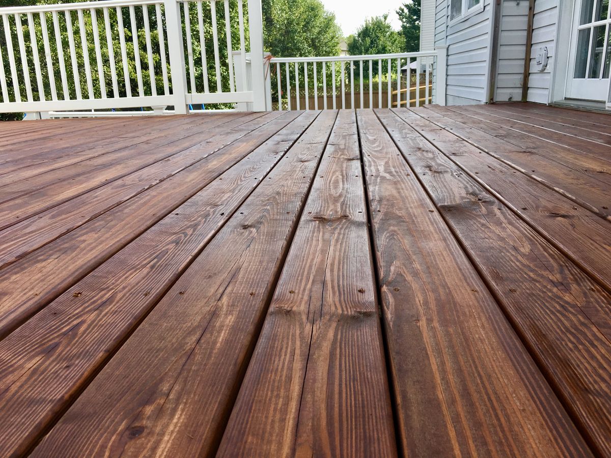 Stained deck boards