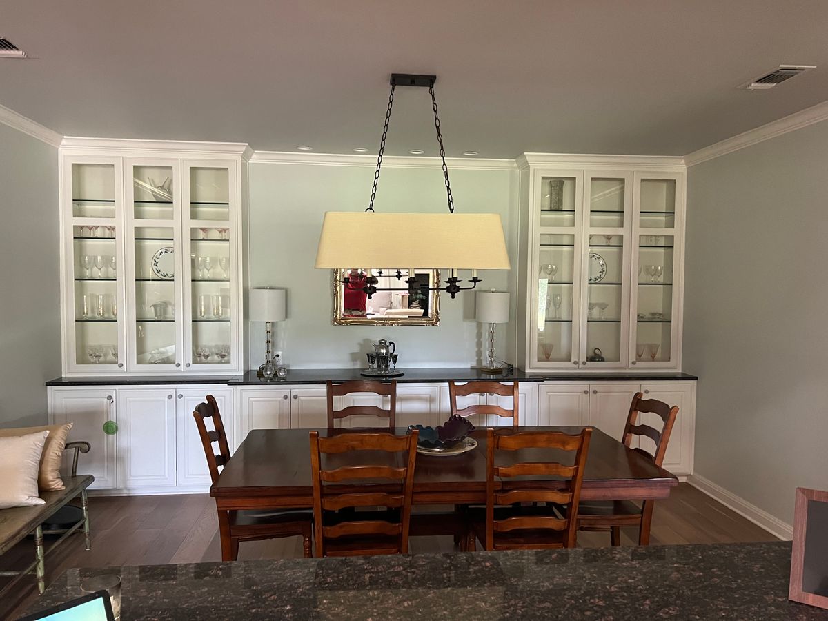 Open plan dining and kitchen after an interior repaint
