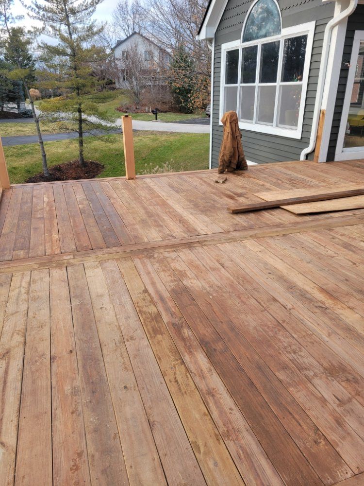 Wood deck build in progress