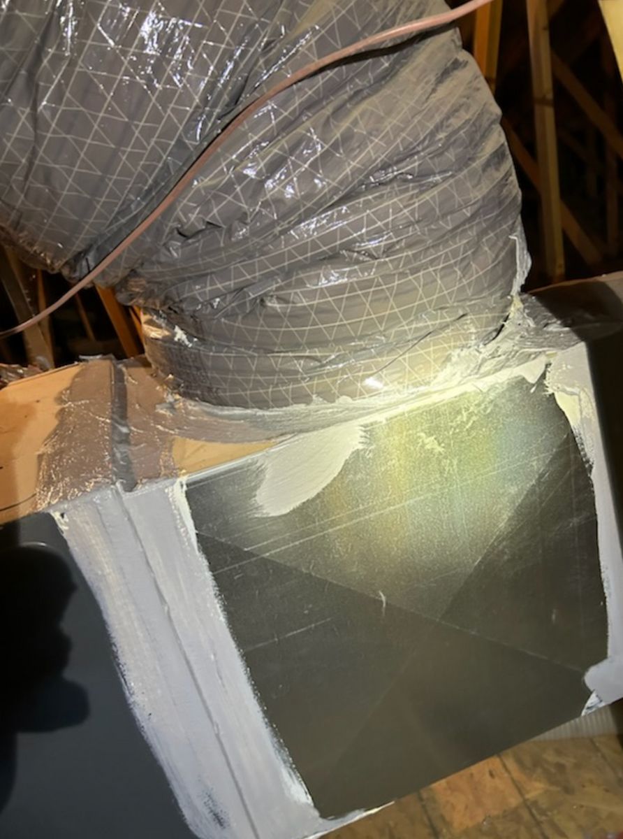 Ductwork and foam sealing in an attic