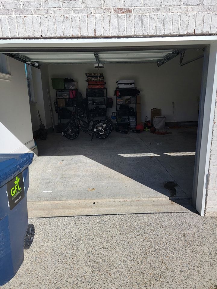 The same garage cleared and swept clean after the haul