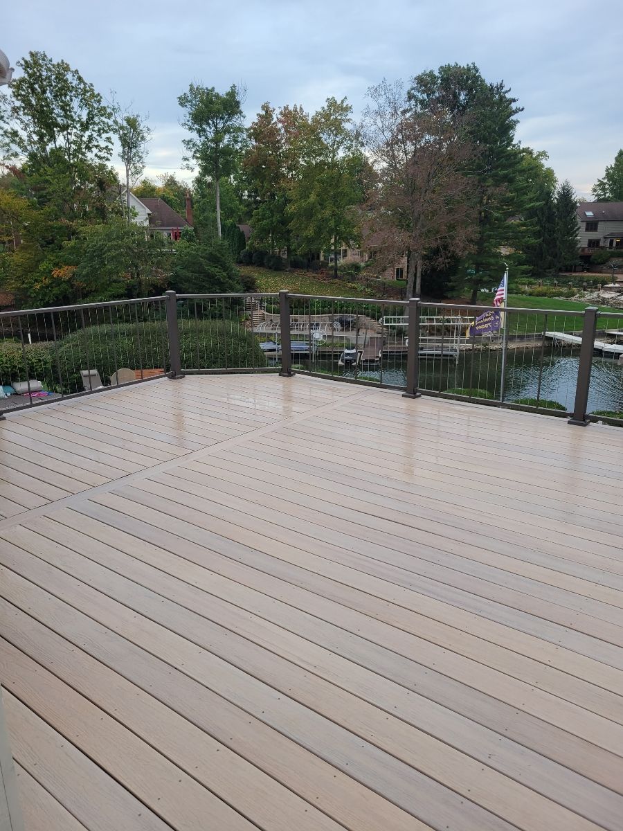 Custom wood deck and privacy fence build by Indiana Deck & Fence