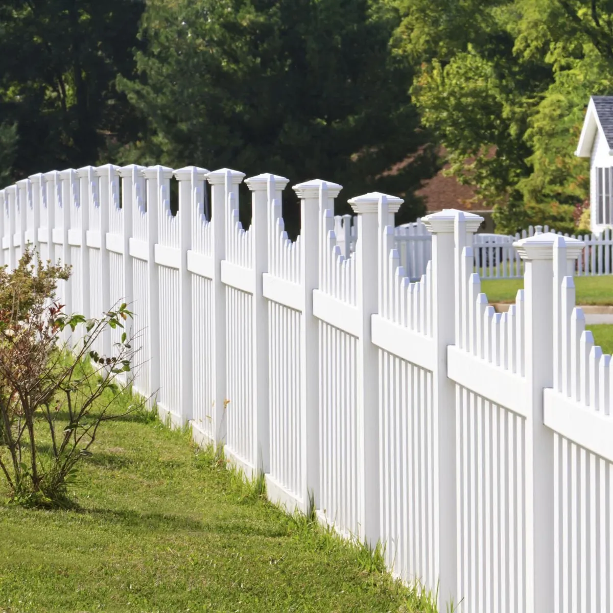 Restored white privacy fence