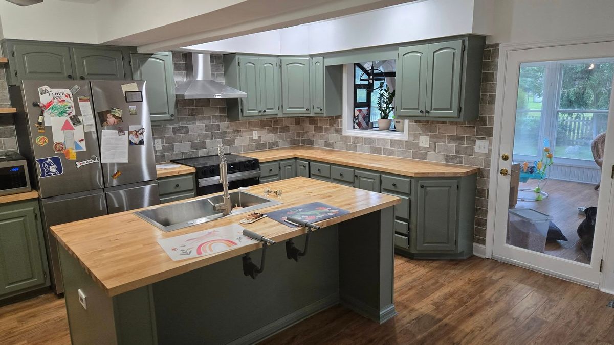 cabinet painting for Puzzle Painting LLC in New Whiteland, IN