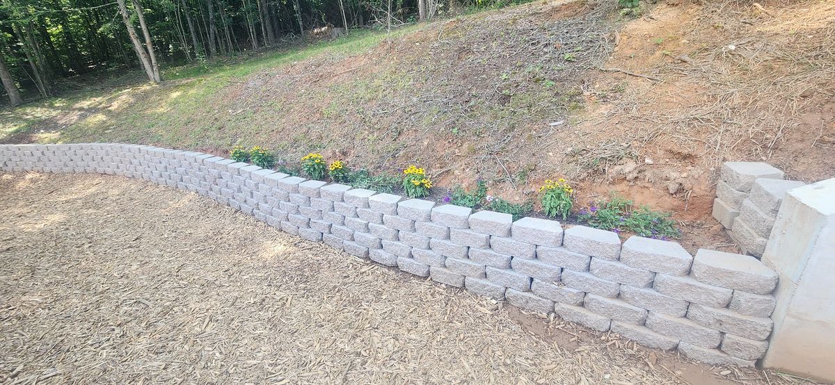 Retaining Wall Construction for JC Landscapers in Ellijay, GA