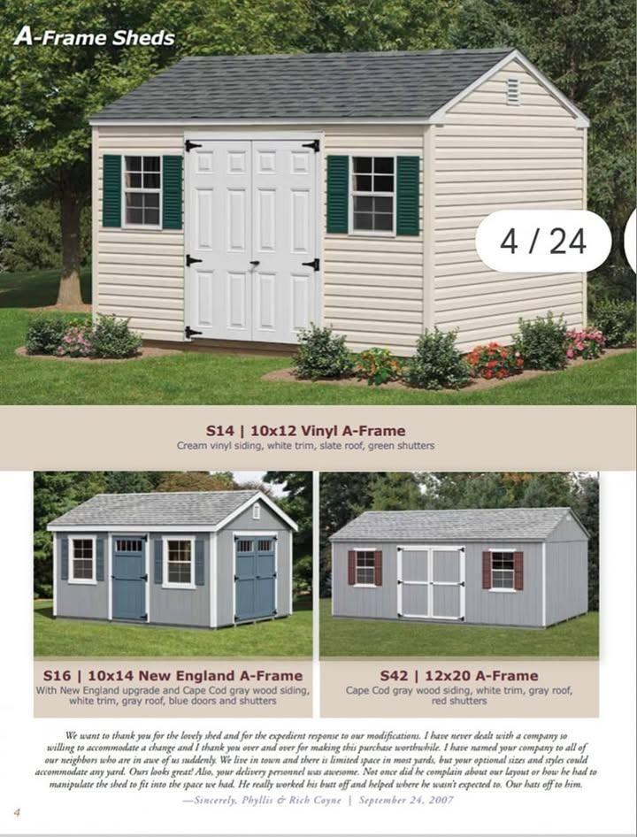 A-Frame Sheds for Rockhold Sheds in Deale, MD