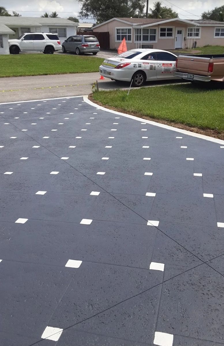 Concrete Squares with Faux Grass or Rocks for Beautiful and Affordable Stamped Concrete by Castilla Concrete Finish Design Corp in Sunrise, FL