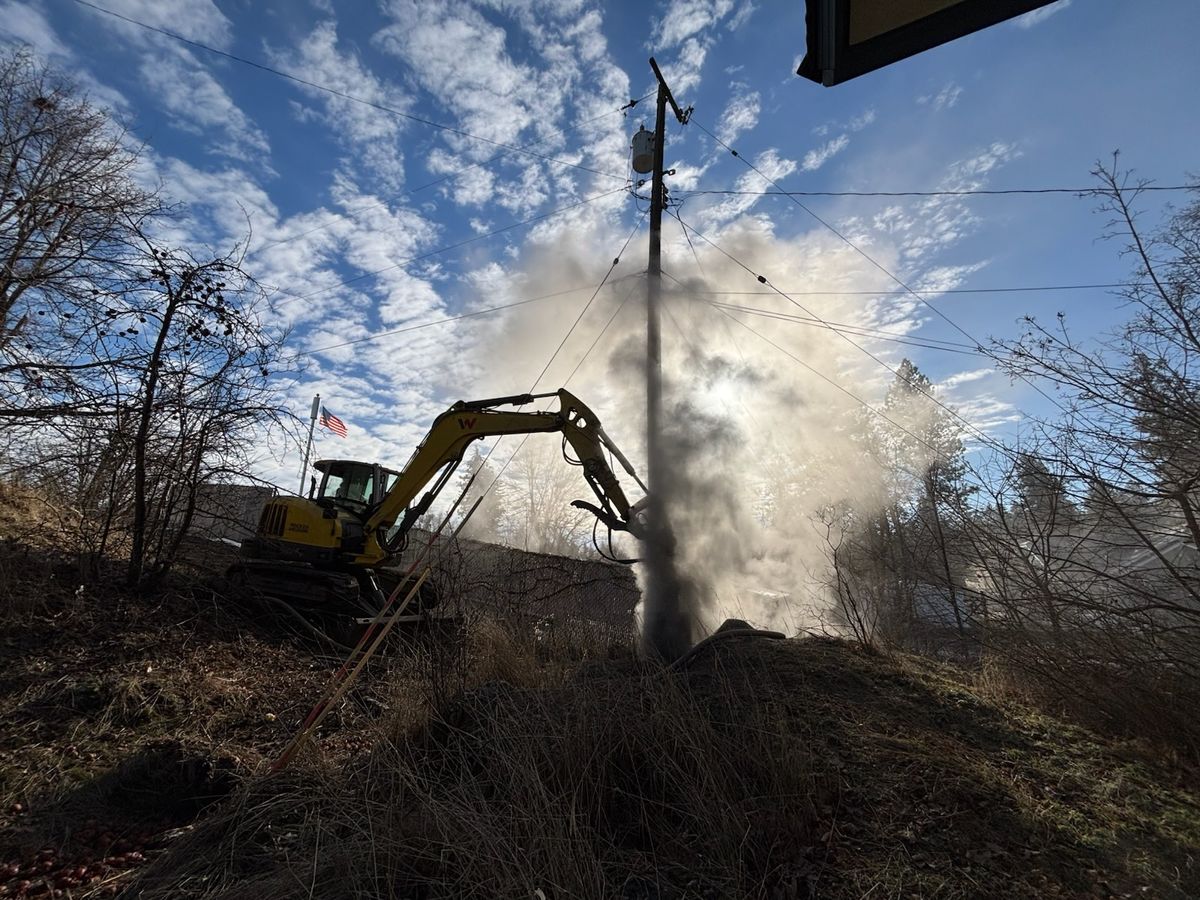 Pole Hole Rock Drilling for Arthur Construction in Deer Park, WA