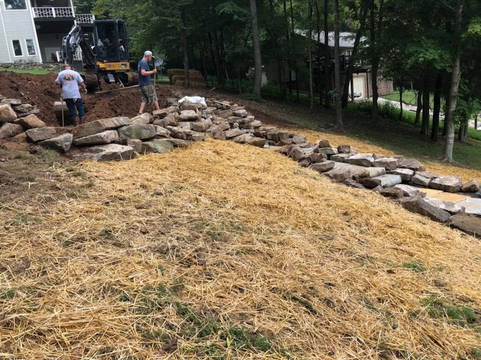 Natural Stone Retaining Walls for Berzett Excavating in Fayetteville, TN