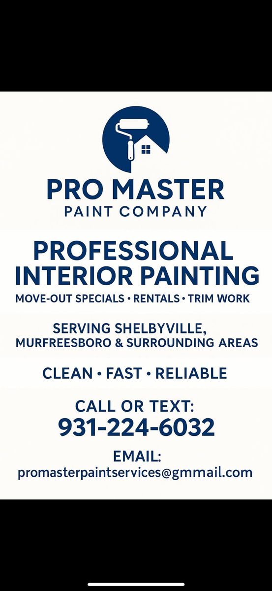 Interior Painting for Pro Master Painting Company in Shelbyville, TN